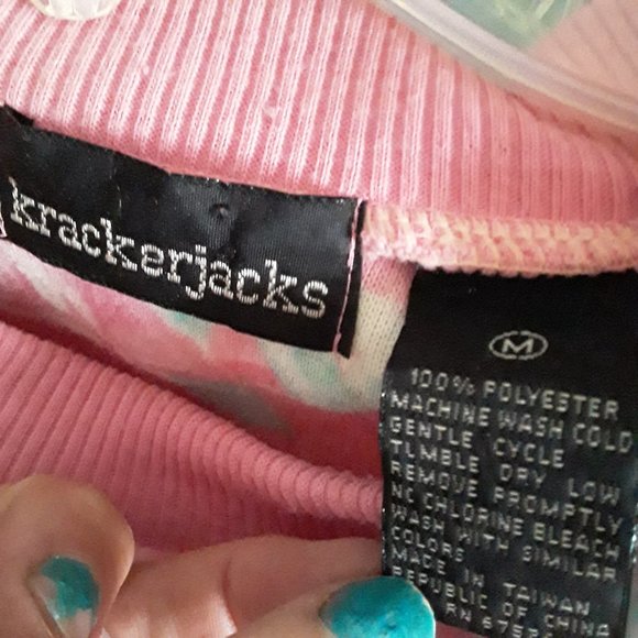Krackerjacks Designer Vintage Sweater Pink Roses Long sleeves Size Med - Picture 3 of 4